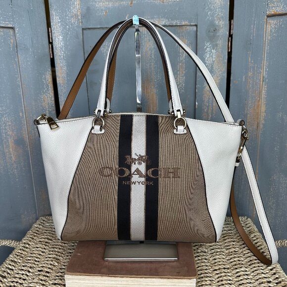 Coach Horse And Carriage Jacquard Prairie Satchel Khaki/Chalk - Picture 1 of 16